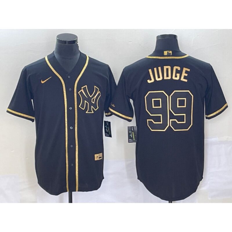 6863436271936_1 Men's New York Yankees #99 Aaron Judge Black Gold Cool Base Stitched Baseball Jersey