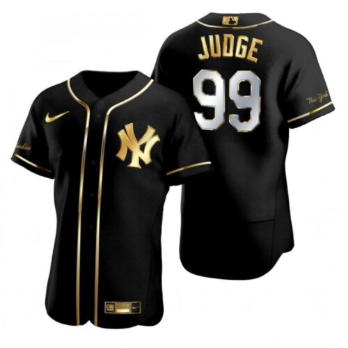 6863436583b20_1 Men's New York Yankees #99 Aaron Judge Black/Gold Flex Base Stitched Baseball Jersey