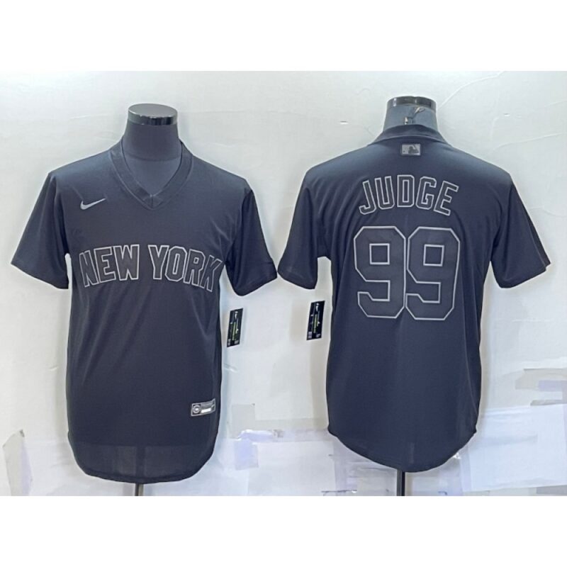 6863436883471_1 Men's New York Yankees #99 Aaron Judge Black Pitch Black Fashion Replica Stitched Jersey
