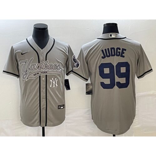 68634377b7518_1 Men's New York Yankees #99 Aaron Judge Gray With Patch Cool Base Stitched Baseball Jersey