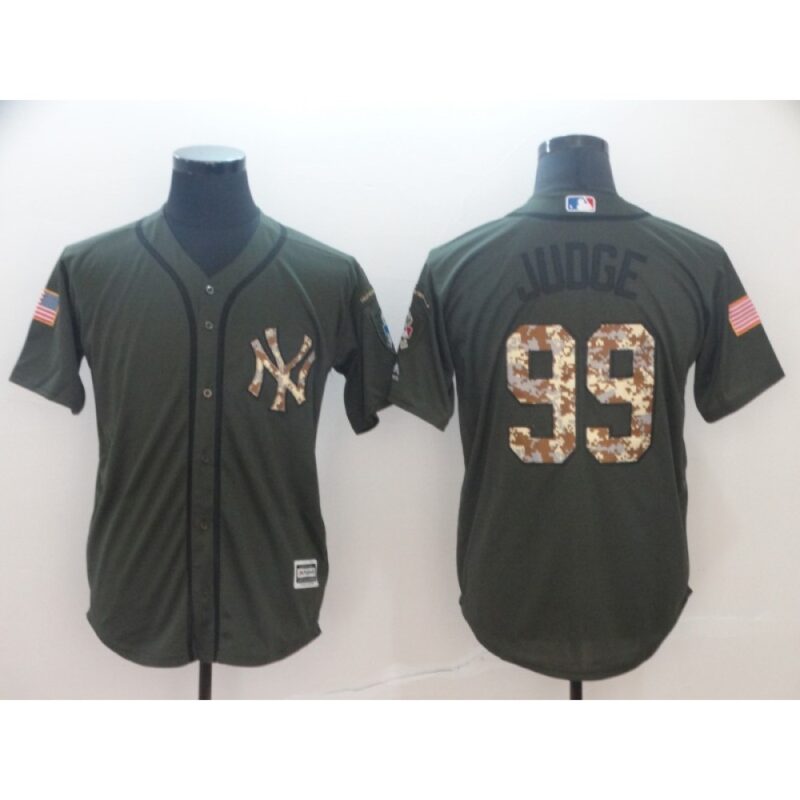 6863437aa9385_1 Men's New York Yankees #99 Aaron Judge Green Salute To Service Cool Base Stitched MLB Jersey