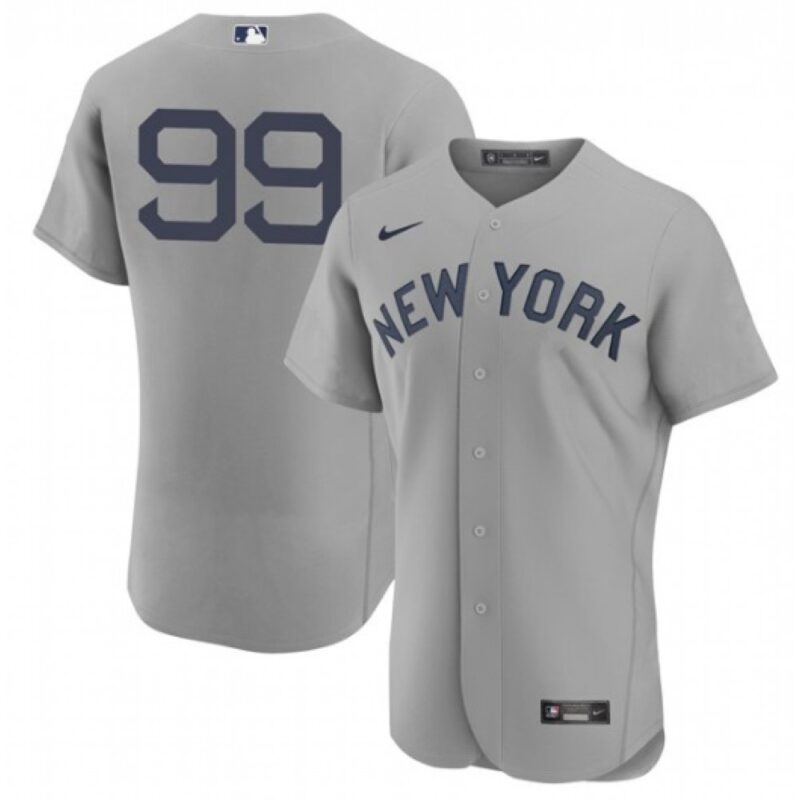 6863438a5a104_1 Men's New York Yankees #99 Aaron Judge 2021 Grey Field of Dreams Flex Base Stitched Baseball Jersey