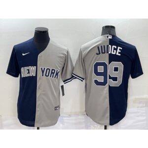 686343a808d6c_1 Men's New York Yankees #99 Aaron Judge Navy/Grey Split Cool Base Stitched Baseball Jersey