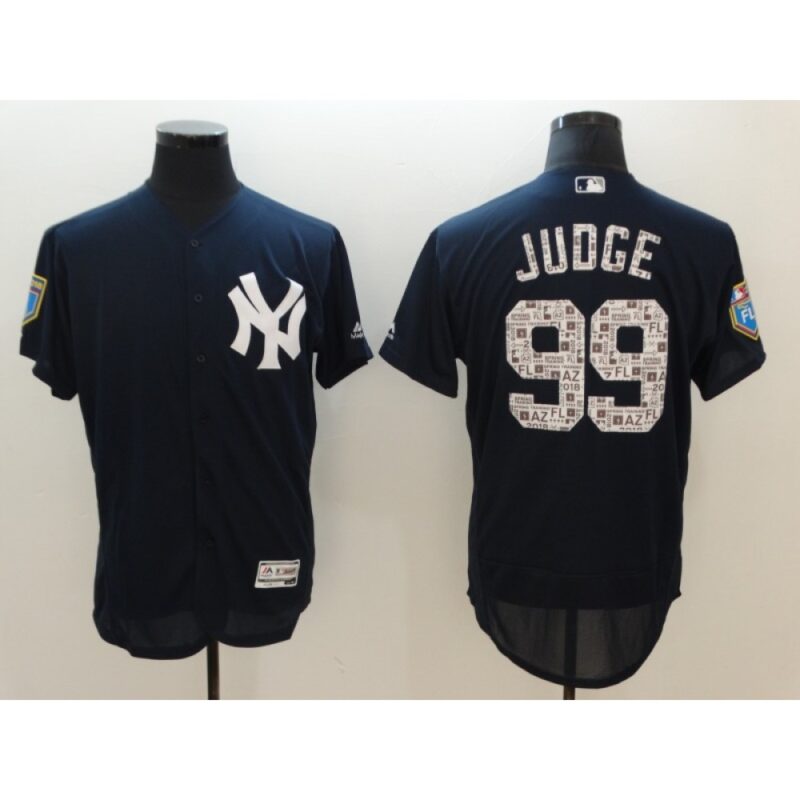 686343aabd6c1_1 Men's New York Yankees #99 Aaron Judge Navy 2018 Spring Training Flexbase Stitched MLB Jersey