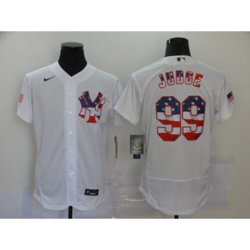 686343c6aebf6_1 Men's New York Yankees #99 Aaron Judge White 2020 Stars & Stripes Flex Base Stitched Jersey
