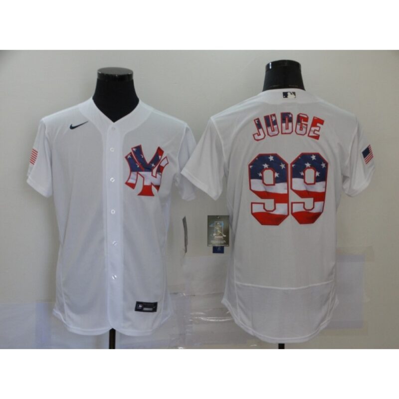 686343c6aebf6_1 Men's New York Yankees #99 Aaron Judge White 2020 Stars & Stripes Flex Base Stitched Jersey
