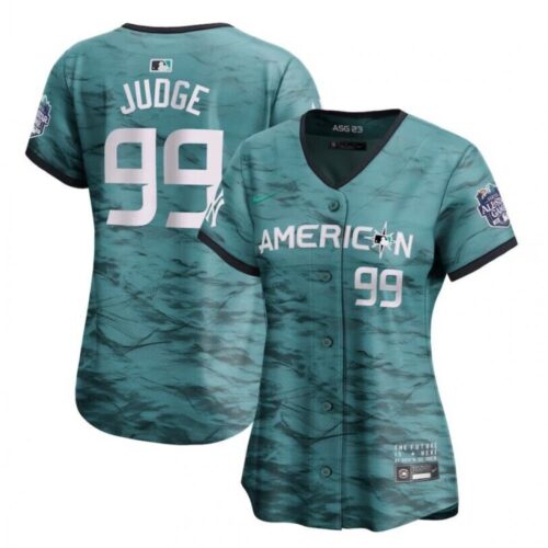 686343e9e6ae0_1 Women's New York Yankees #99 Aaron Judge Teal 2023 Alls-star Cool Base Stitched Jersey(Run Small)