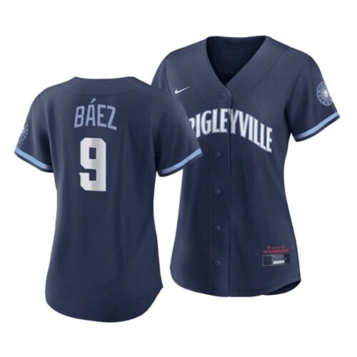 6863444ee49c2_1 Women's Chicago Cubs #9 Javier Baez 2021 Navy City Connect Stitched Jersey