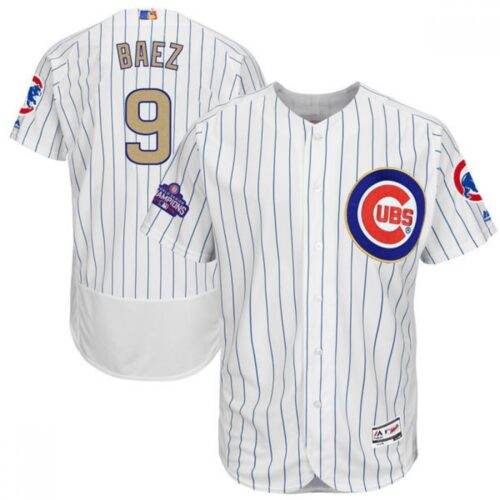 686344566235a_1 Women's Chicago Cubs #9 Javier Baez White 2017 Gold Program Flex Base Stitched MLB Jersey(Run Small)