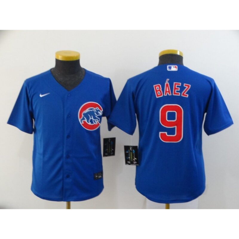 68634458c3c44_1 Youth Chicago Cubs Blue #9 Javier Baez Cool Base Stitched MLB Jersey