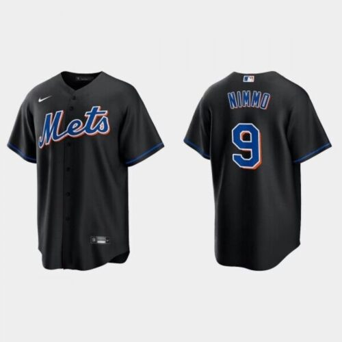 68634478f0455_1 Men's New York Mets #9 Brandon Nimmo Black Cool Base Stitched Baseball Jersey