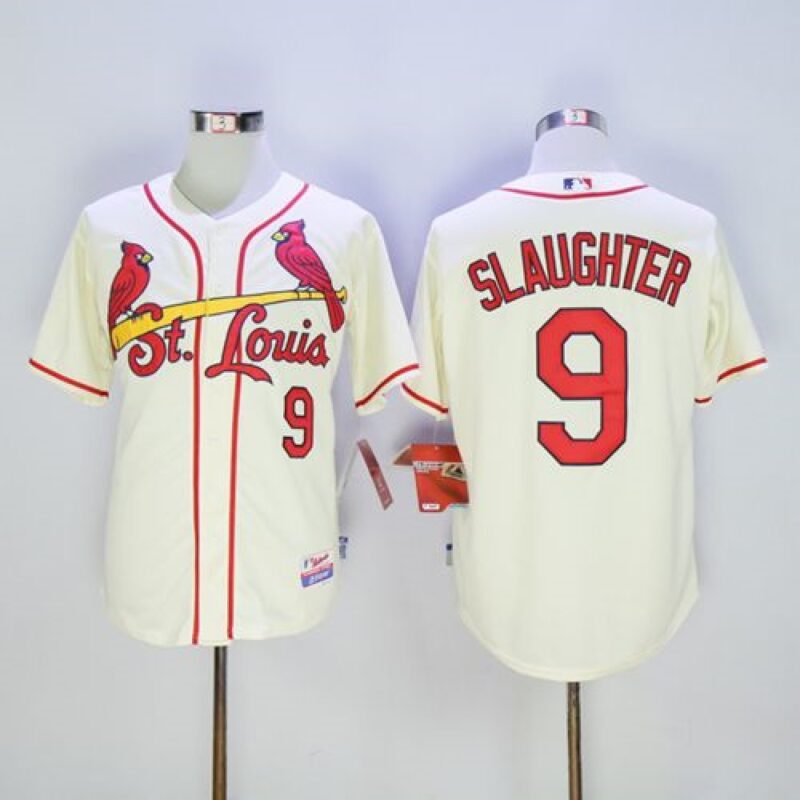 6863448261247_1 Cardinals #9 Enos Slaughter Cream Cool Base Stitched MLB Jersey