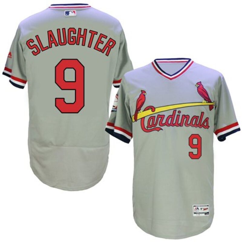 6863448b8b2b0_1 Cardinals #9 Enos Slaughter Grey Flexbase Authentic Collection Cooperstown Stitched MLB Jersey