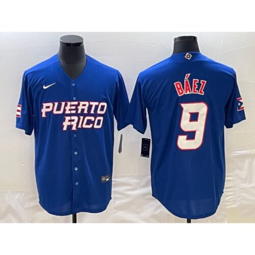 6863449778beb_1 Men's Puerto Rico Baseball #9 Javier Baez 2023 Royal World Baseball Classic Stitched Jersey