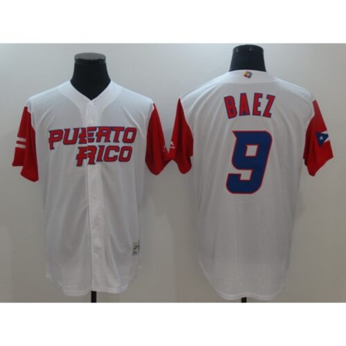 6863449dc282e_1 Men's Puerto Rico Baseball #9 Javier Baez White 2017 World Baseball Classic Stitched WBC Jersey