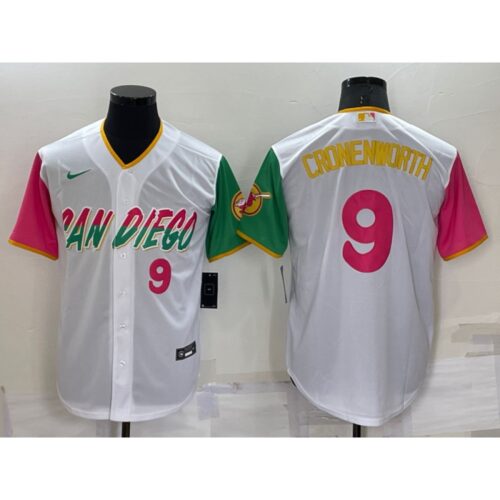686344c140f5a_1 Men's San Diego Padres #9 Jake Cronenworth 2022 White City Connect Cool Base Stitched Jersey