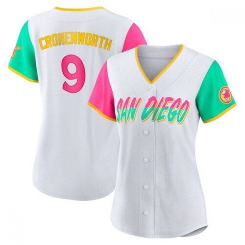 686344ca11130_1 Women's San Diego Padres #9 Jake Cronenworth 2022 White City Connect Cool Base Stitched Baseball Jersey(Run Small)