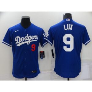 686344f11e2a7_1 Men's Los Angeles Dodgers #9 Gavin Lux Royal Flex Base Stitched Jersey