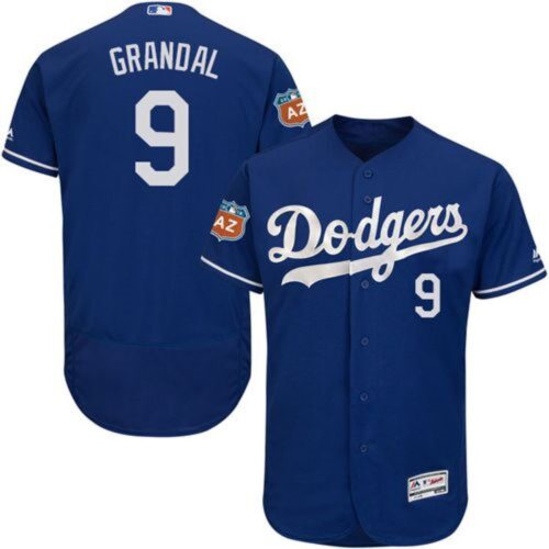 686344fa7ce23_1 Dodgers #9 Yasmani Grandal Blue Flexbase Authentic Collection Stitched MLB Jersey