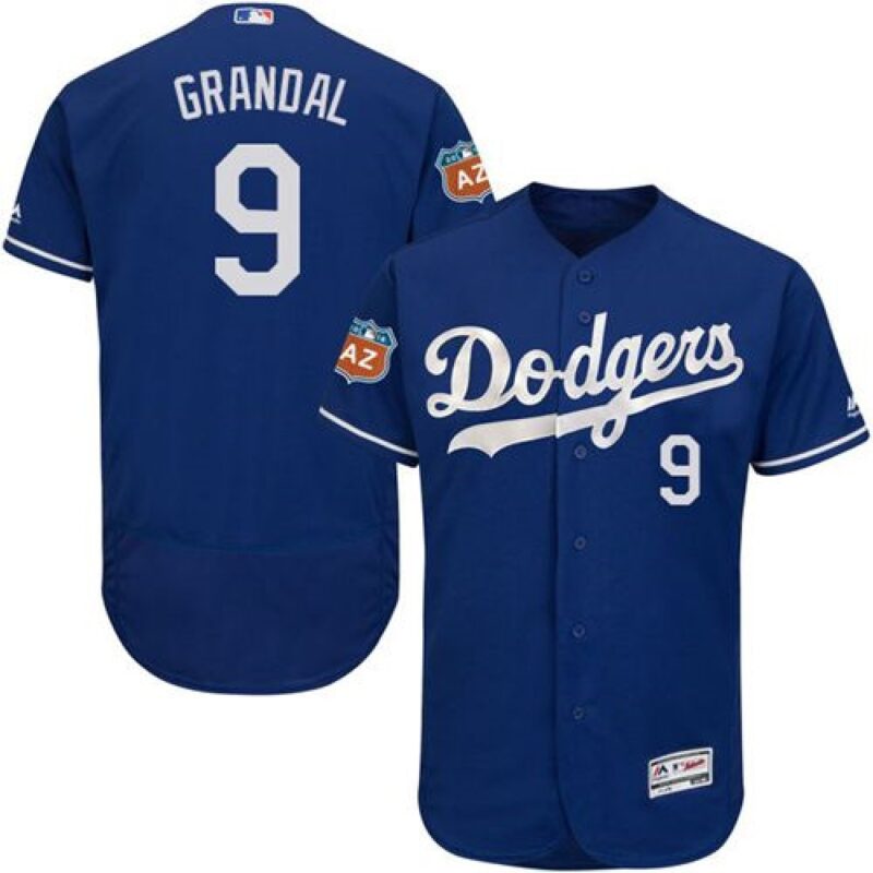 686344fa7ce23_1 Dodgers #9 Yasmani Grandal Blue Flexbase Authentic Collection Stitched MLB Jersey