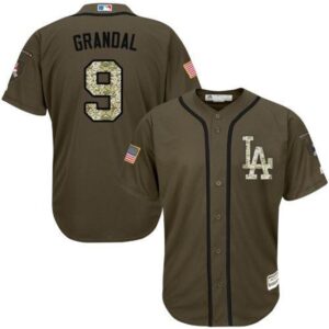 686344fda187d_1 Dodgers #9 Yasmani Grandal Green Salute to Service Stitched MLB Jersey