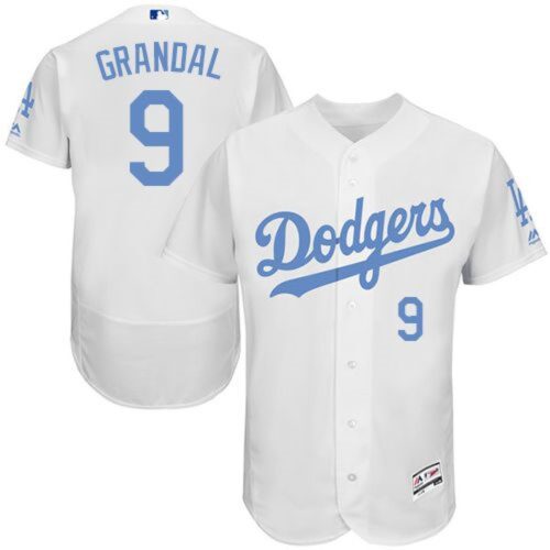 68634503a812b_1 Dodgers #9 Yasmani Grandal White Flexbase Authentic Collection 2016 Father's Day Stitched MLB Jersey