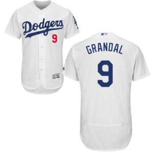 68634506b540a_1 Dodgers #9 Yasmani Grandal White Flexbase Authentic Collection Stitched MLB Jersey