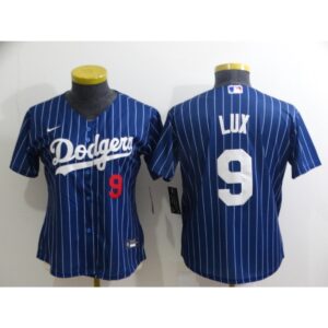 68634509be24e_1 Women's Los Angeles Dodgers #9 Gavin Lux Blue Stitched Baseball Jersey(Run Small)