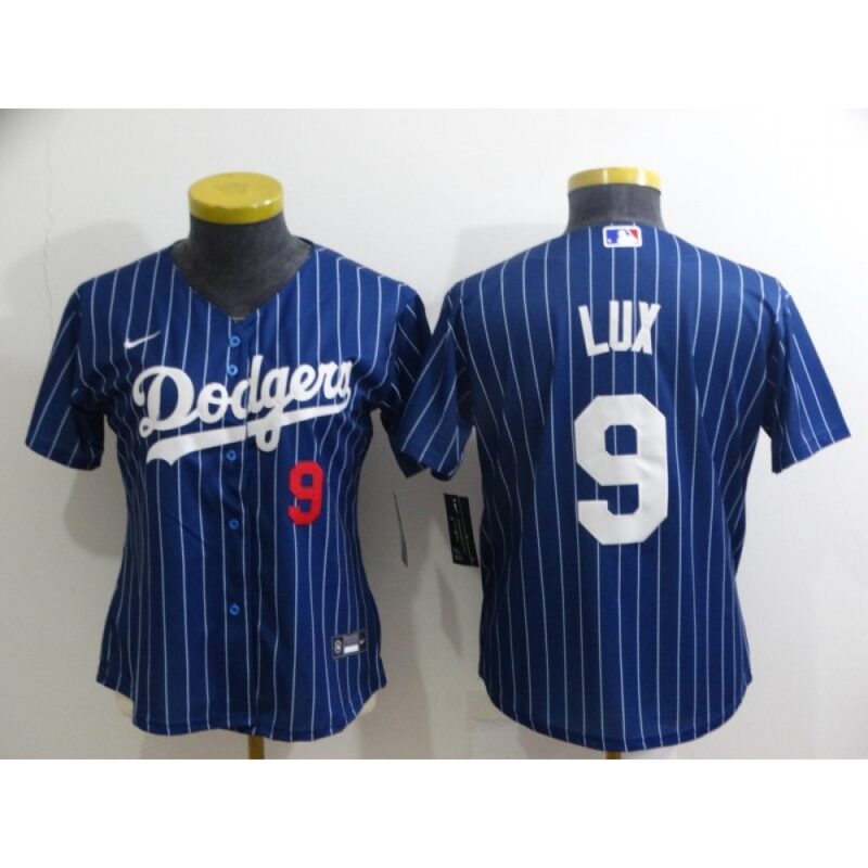 68634509be24e_1 Women's Los Angeles Dodgers #9 Gavin Lux Blue Stitched Baseball Jersey(Run Small)