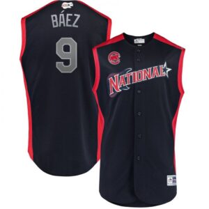6863456d42999_1 National League #9 Javier Baez Navy 2019 MLB All-Star Game Workout Jersey
