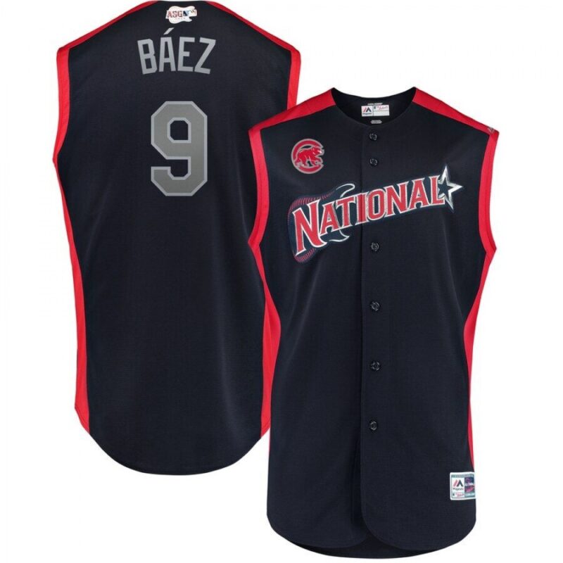 6863456d42999_1 National League #9 Javier Baez Navy 2019 MLB All-Star Game Workout Jersey