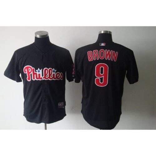 6863457675be1_1 Phillies #9 Domoic Brown Black Stitched MLB Jersey