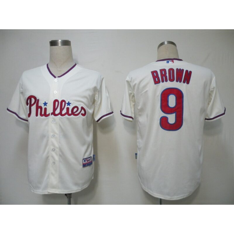 686345798d490_1 Phillies #9 Domoic Brown Cream Cool Base Stitched MLB Jersey