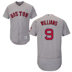 6863458e80abd_1 Red Sox #9 Ted Williams Grey Flexbase Authentic Collection Stitched MLB Jersey
