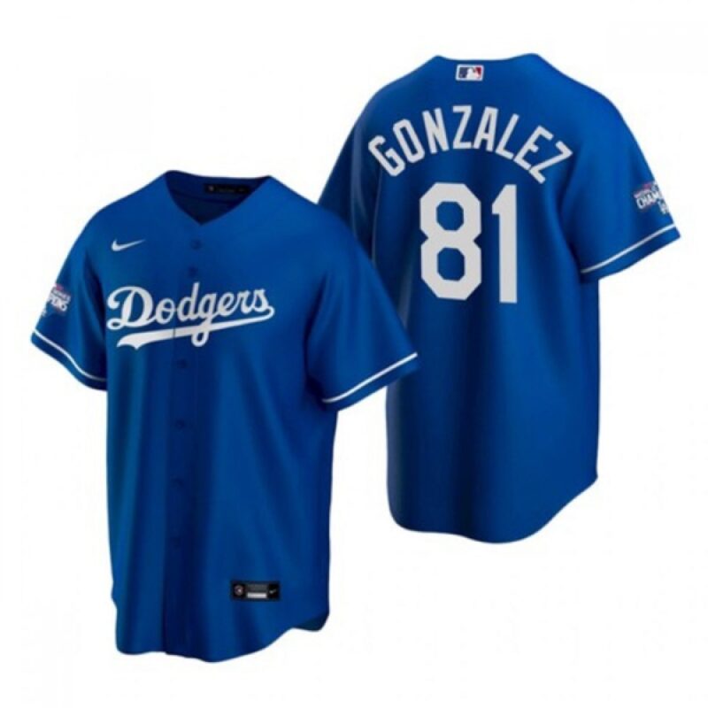 6863460b2160d_1 Men's Los Angeles Dodgers #81 Victor Gonzalez Royal 2020 World Series Champions Home Patch Cool Base Stitched Jersey