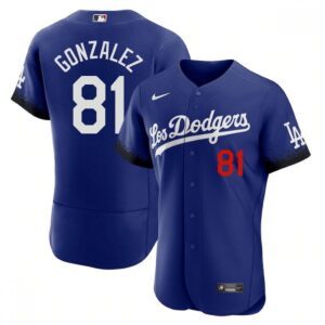 6863460e1202a_1 Men's Los Angeles Dodgers #81 Victor Gonzalez 2021 Royal City Connect Flex Base Stitched Baseball Jersey