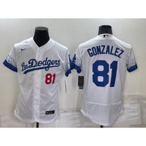 6863461115382_1 Men's Los Angeles Dodgers #81 Victor Gonzalez White City Connect Flex Base Stitched Baseball Jersey