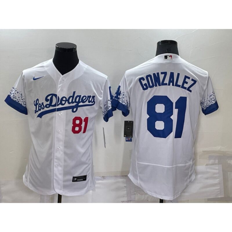 6863461115382_1 Men's Los Angeles Dodgers #81 Victor Gonzalez White City Connect Flex Base Stitched Baseball Jersey