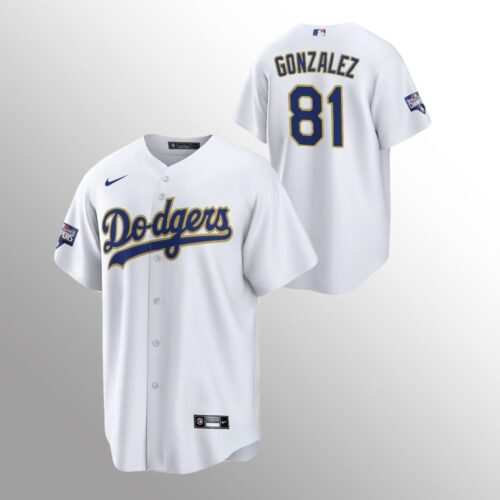 6863461a54654_1 Men's Los Angeles Dodgers #81 Victor Gonzalez White Champions Patch Gold Program Cool Base Stitched Jersey