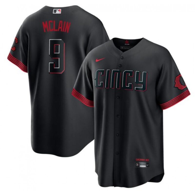 6863463c52fb1_1 Youth Cincinnati Reds #9 Matt McLain Black 2023 City Connect Stitched Baseball Jersey