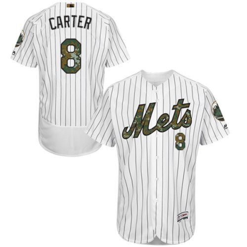 6863465881fd9_1 Mets #8 Gary Carter White(Blue Strip) Flexbase Authentic Collection 2016 Memorial Day Stitched MLB Jersey