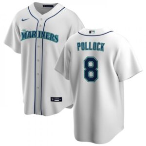 6863465eb91ac_1 Men's Seattle Mariners #8 AJ Pollock White Cool Base Stitched jersey