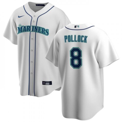 6863465eb91ac_1 Men's Seattle Mariners #8 AJ Pollock White Cool Base Stitched jersey