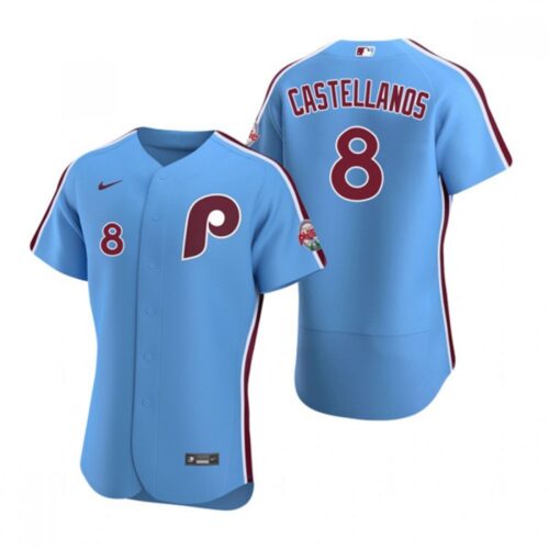 6863466ced360_1 Men's Philadelphia Phillies #8 Nick Castellanos Blue Flex Base Stitched Baseball Jersey