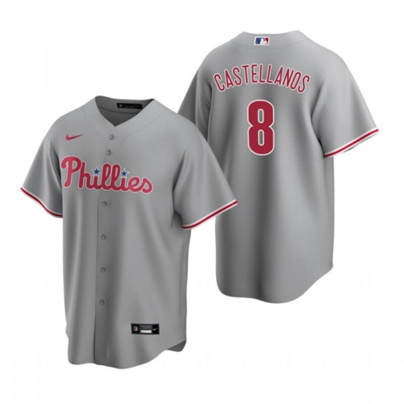 68634675c4ae1_1 Men's Philadelphia Phillies #8 Nick Castellanos Grey Cool Base Stitched Jersey