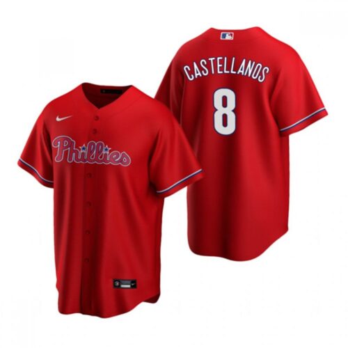 68634678c430b_1 Men's Philadelphia Phillies #8 Nick Castellanos Red Cool Base Stitched Jersey