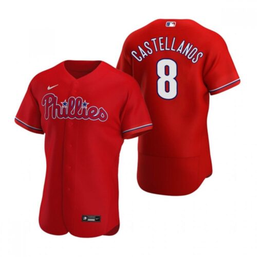 6863467bd9e5e_1 Men's Philadelphia Phillies #8 Nick Castellanos Red Flex Base Stitched Baseball Jersey