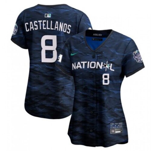 6863468e14d68_1 Women's Philadelphia Phillies #8 Nick Castellanos Royal 2023 All-star Stitched Baseball Jersey(Run Small)