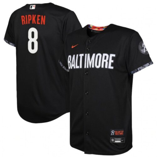 686346b057244_1 Youth Baltimore Orioles #8 Cal Ripken Black 2023 City Connect Stitched Baseball Jersey