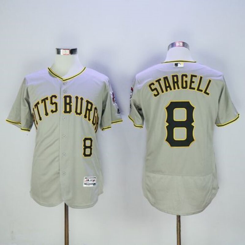 686346d570b54_1 Pirates #8 Willie Stargell Grey Flexbase Authentic Collection Stitched MLB Jersey